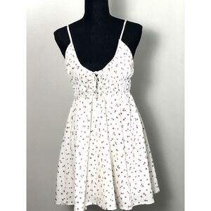 Papaya Women's Sundress Ivory with Pink Florals Feminine Flirty Dress Size (M)